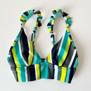 Aerie Striped Ruffle Longline Triangle Bikini Top Size XS